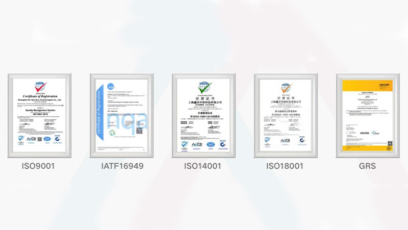 ISO9001 IATF16949 ISO14001 ISO18001 GRS ISO9001 IATF16949 ISO14001 ISO18001 GRS